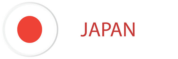 Japan flag in button with word of Japan.